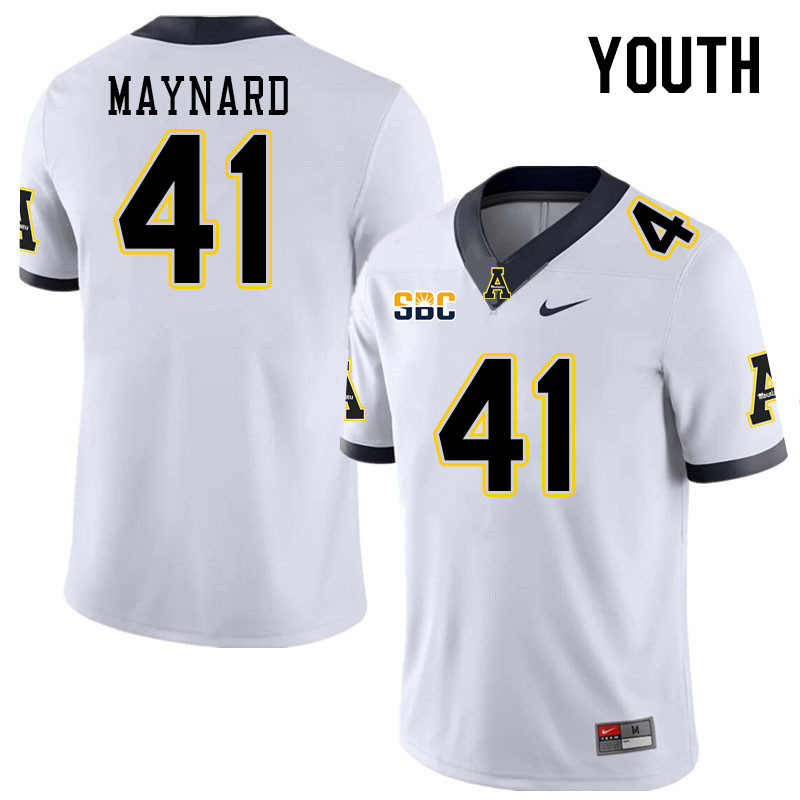 Youth #41 Conner Maynard Appalachian State Mountaineers College Football Jerseys Stitched Sale-White